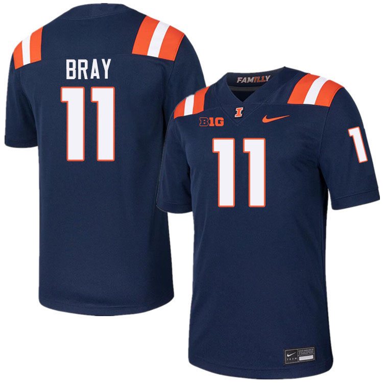 Men #11 Alex Bray Illinois Fighting Illini College Football Jerseys Stitched-Navy